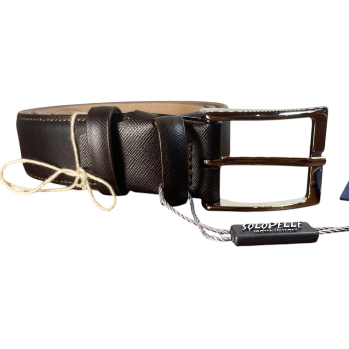 CINTURA SAFFIANO VERA PELLE MARRONE