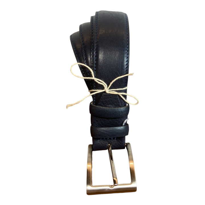 BLUE TUMBLED GENUINE LEATHER BELT
