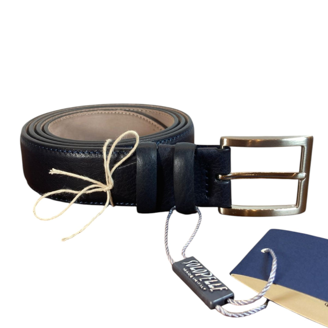 BLUE TUMBLED GENUINE LEATHER BELT