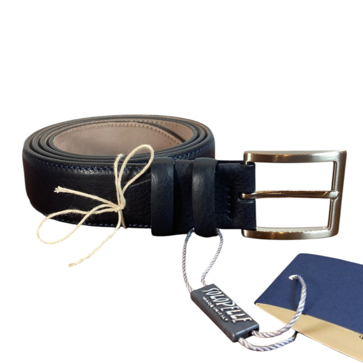 BLUE TUMBLED GENUINE LEATHER BELT