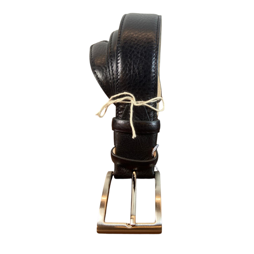 BLACK GENUINE BUBBLED LEATHER BELT
