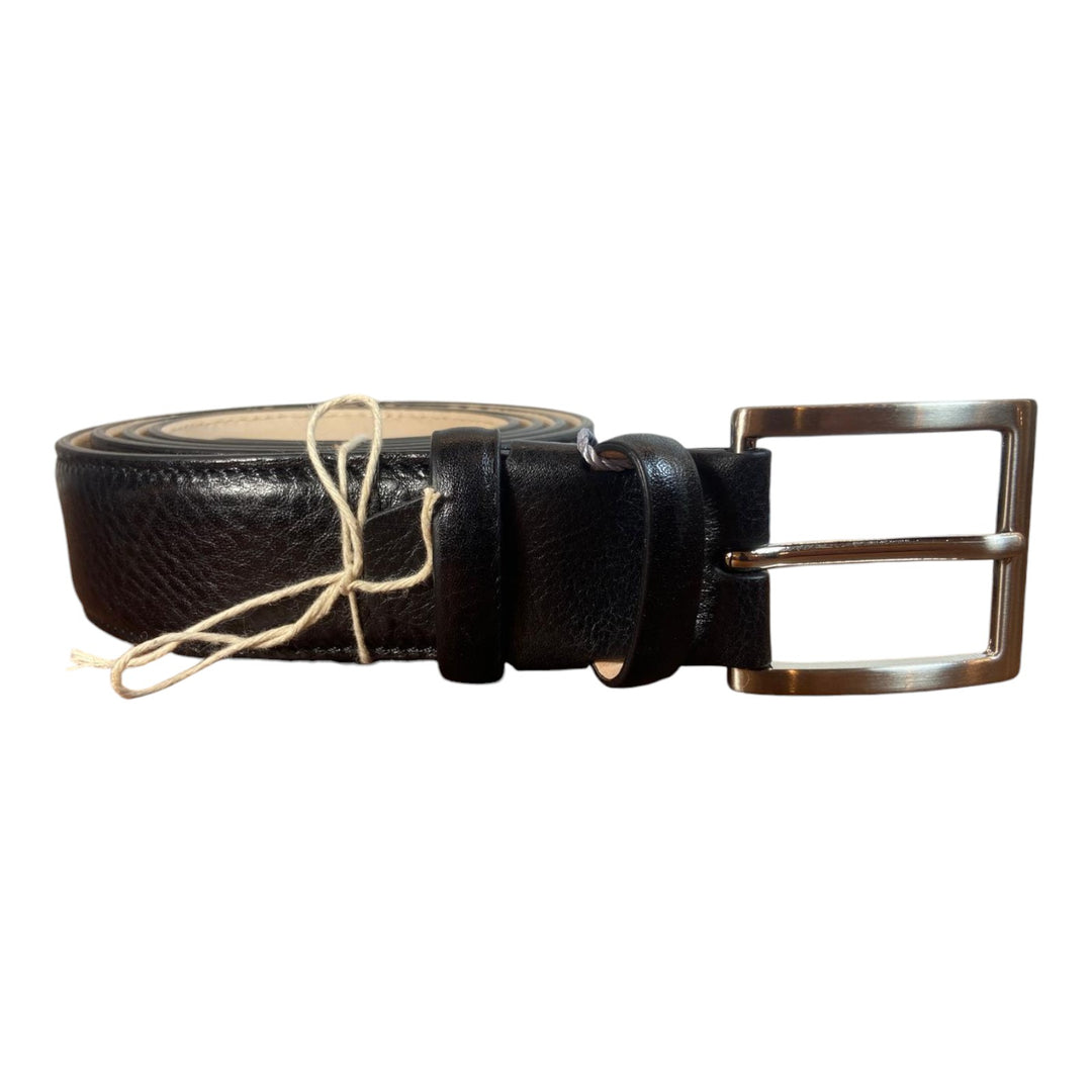 BLACK GENUINE BUBBLED LEATHER BELT