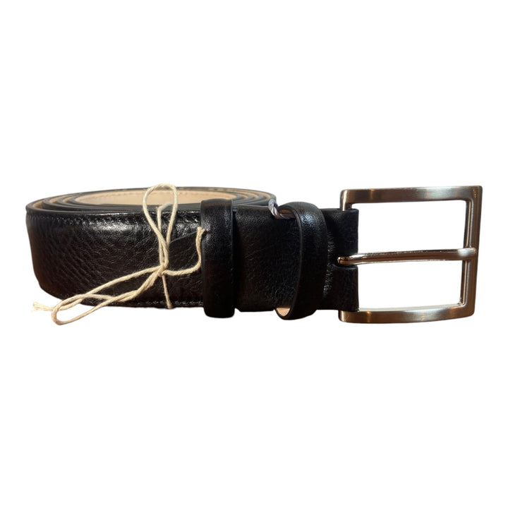 BLACK GENUINE BUBBLED LEATHER BELT