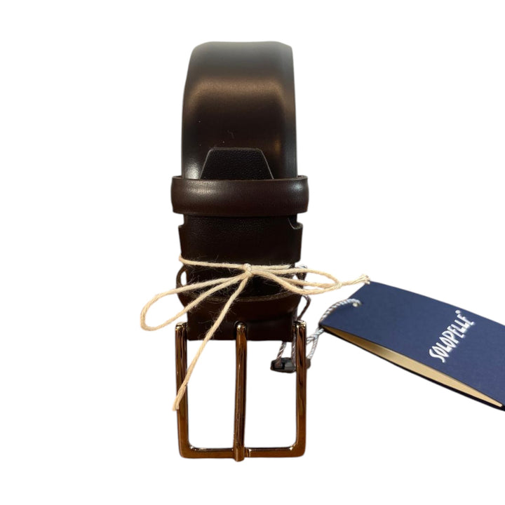 DARK BROWN LASER GENUINE LEATHER BELT
