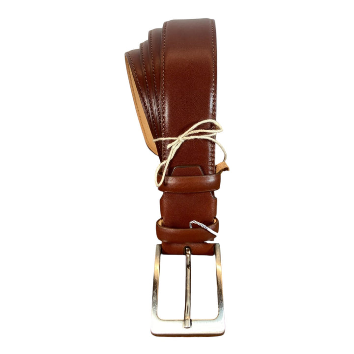 GENUINE BROWN STITCHED COWHIDE LEATHER BELT