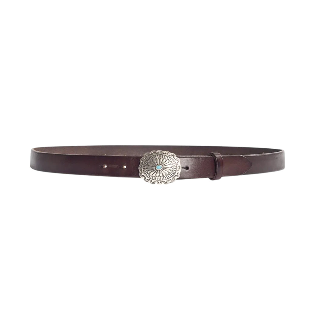 GENUINE LEATHER BELT WITH BROWN BUCKLE