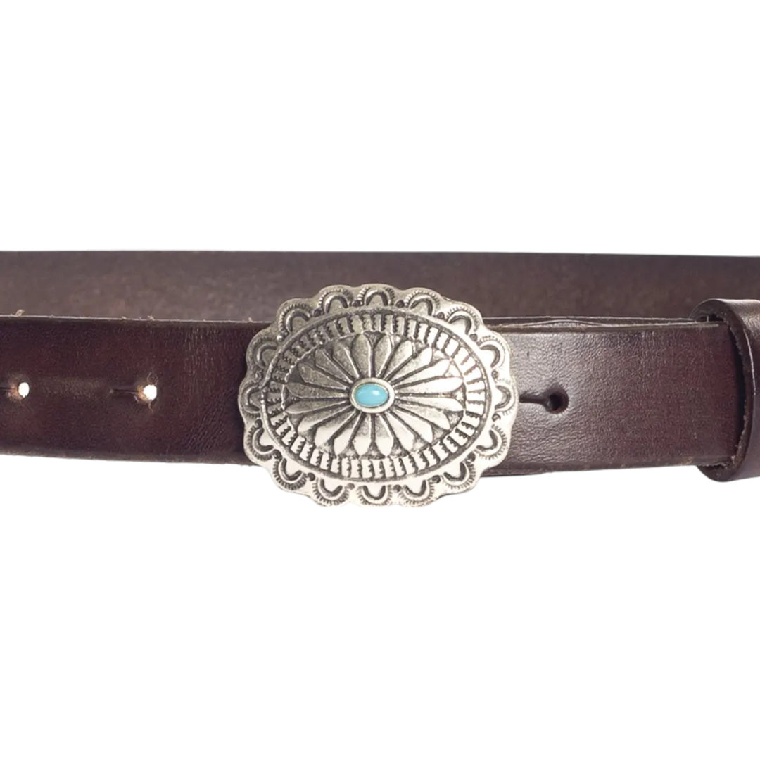 GENUINE LEATHER BELT WITH BROWN BUCKLE
