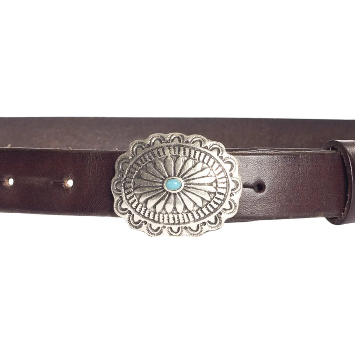 GENUINE LEATHER BELT WITH BROWN BUCKLE