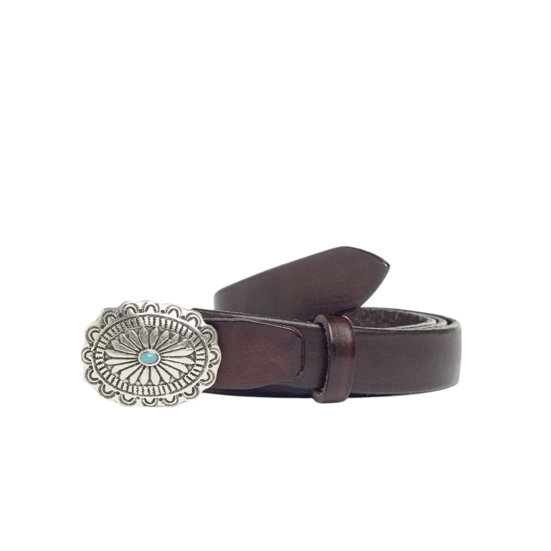 GENUINE LEATHER BELT WITH BROWN BUCKLE