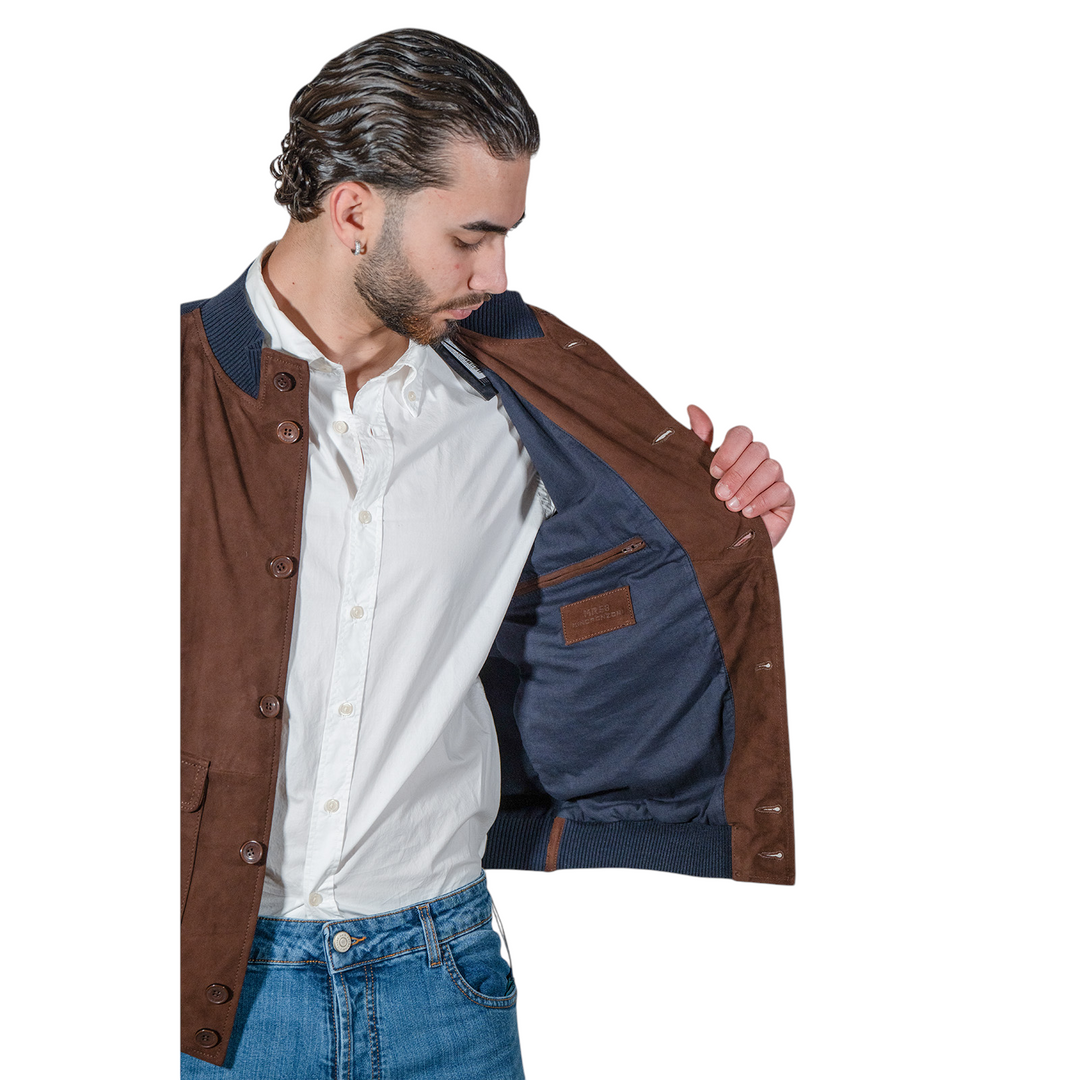 GIUBBINO SUEDE/JERSEY MORO/BLU