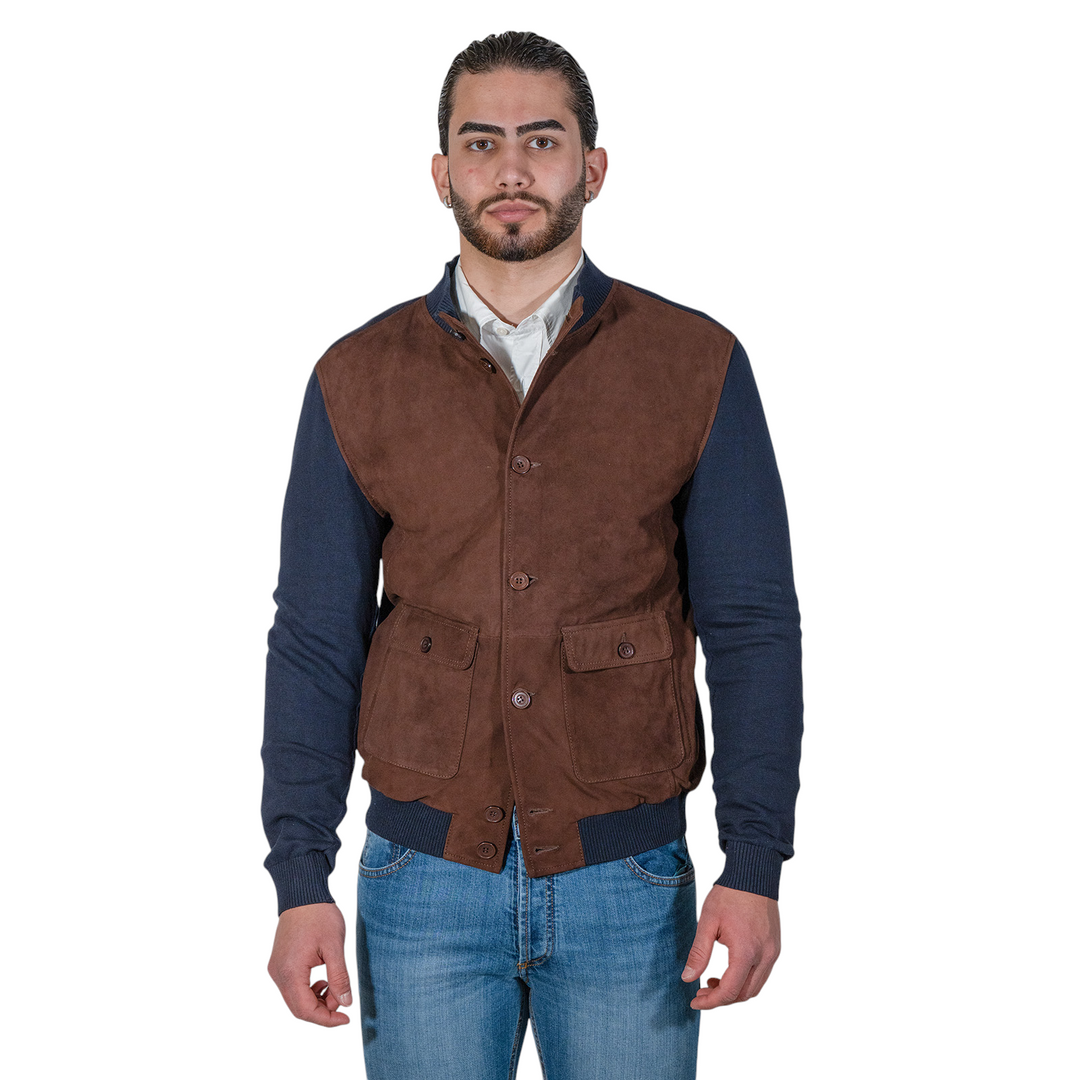 GIUBBINO SUEDE/JERSEY MORO/BLU