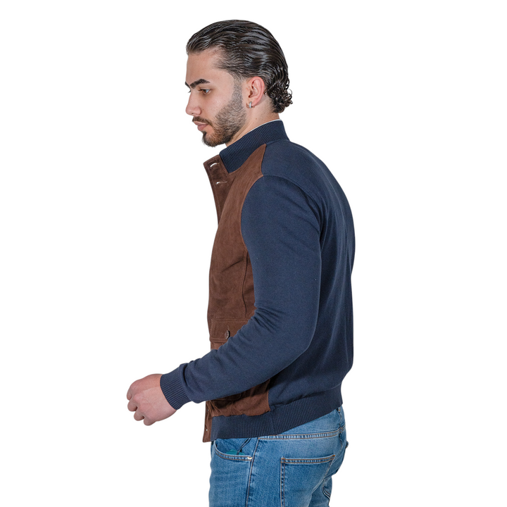 GIUBBINO SUEDE/JERSEY MORO/BLU