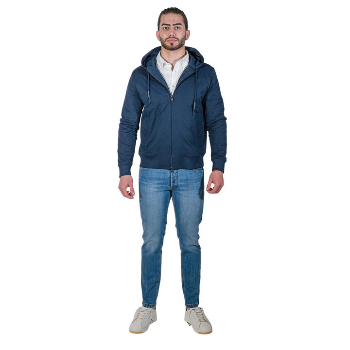 HOODIE ZIP PIQUET Blue