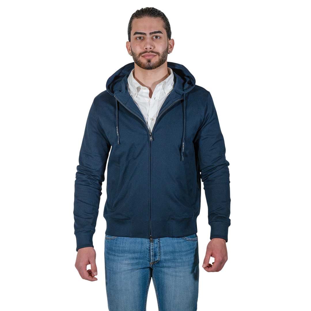 HOODIE ZIP PIQUET Blue
