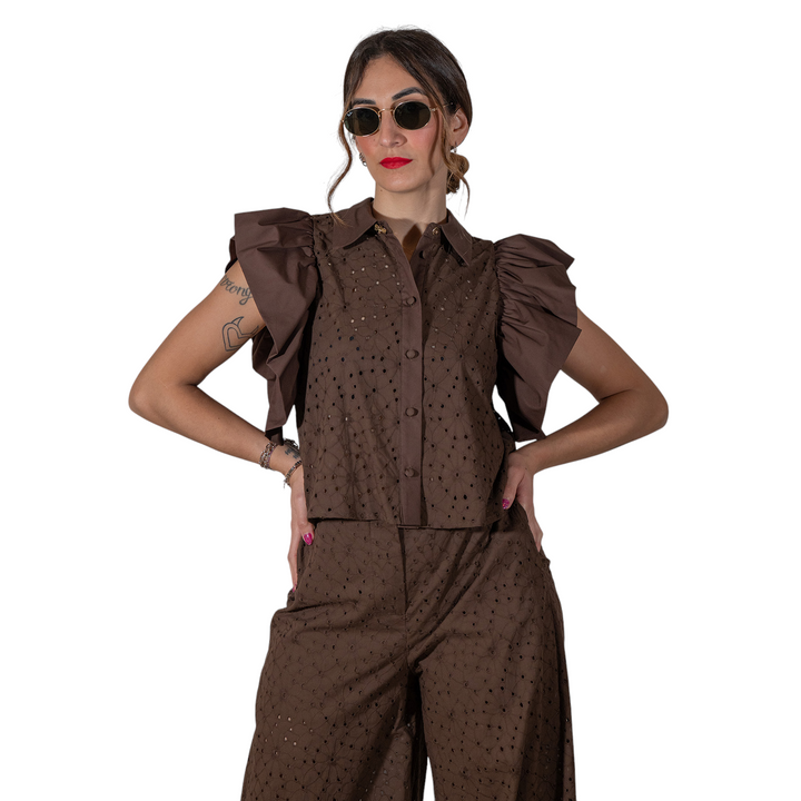 SET BLUSA-PANTA GAVYNE MARRONE