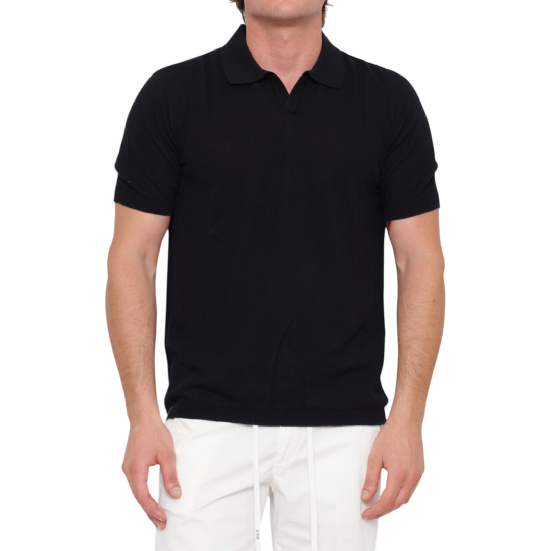 DERBY COLLAR S/S PTO RISO BLACK SHIRT