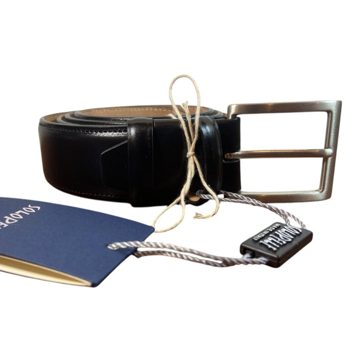 BLACK STITCHED GENUINE LEATHER BELT