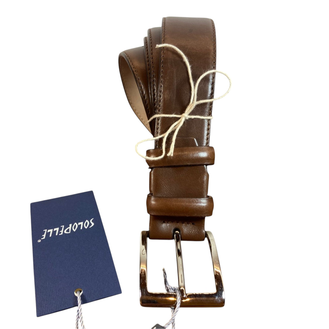 GENUINE BROWN STITCHED LEATHER BELT
