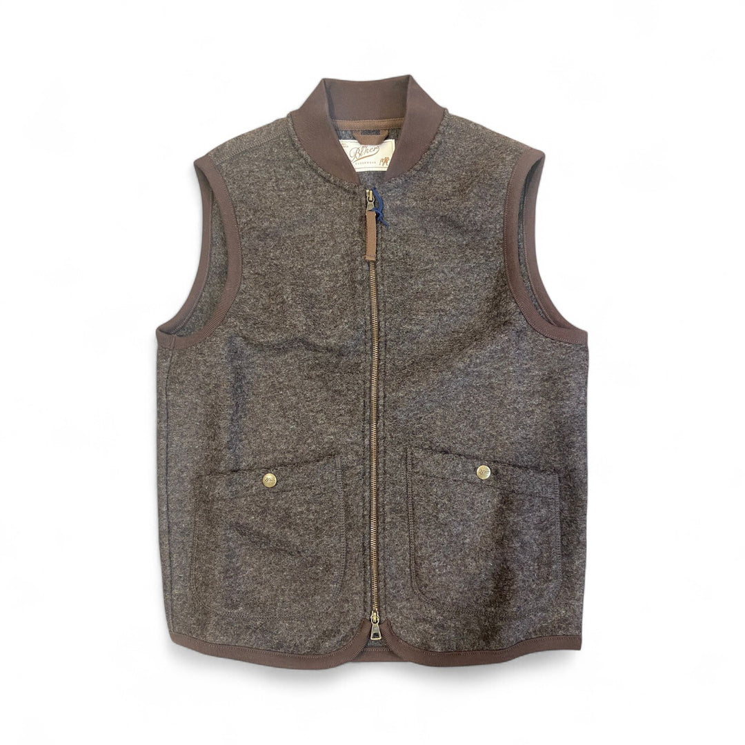 BOILED WOOL VEST WOLF BROWN