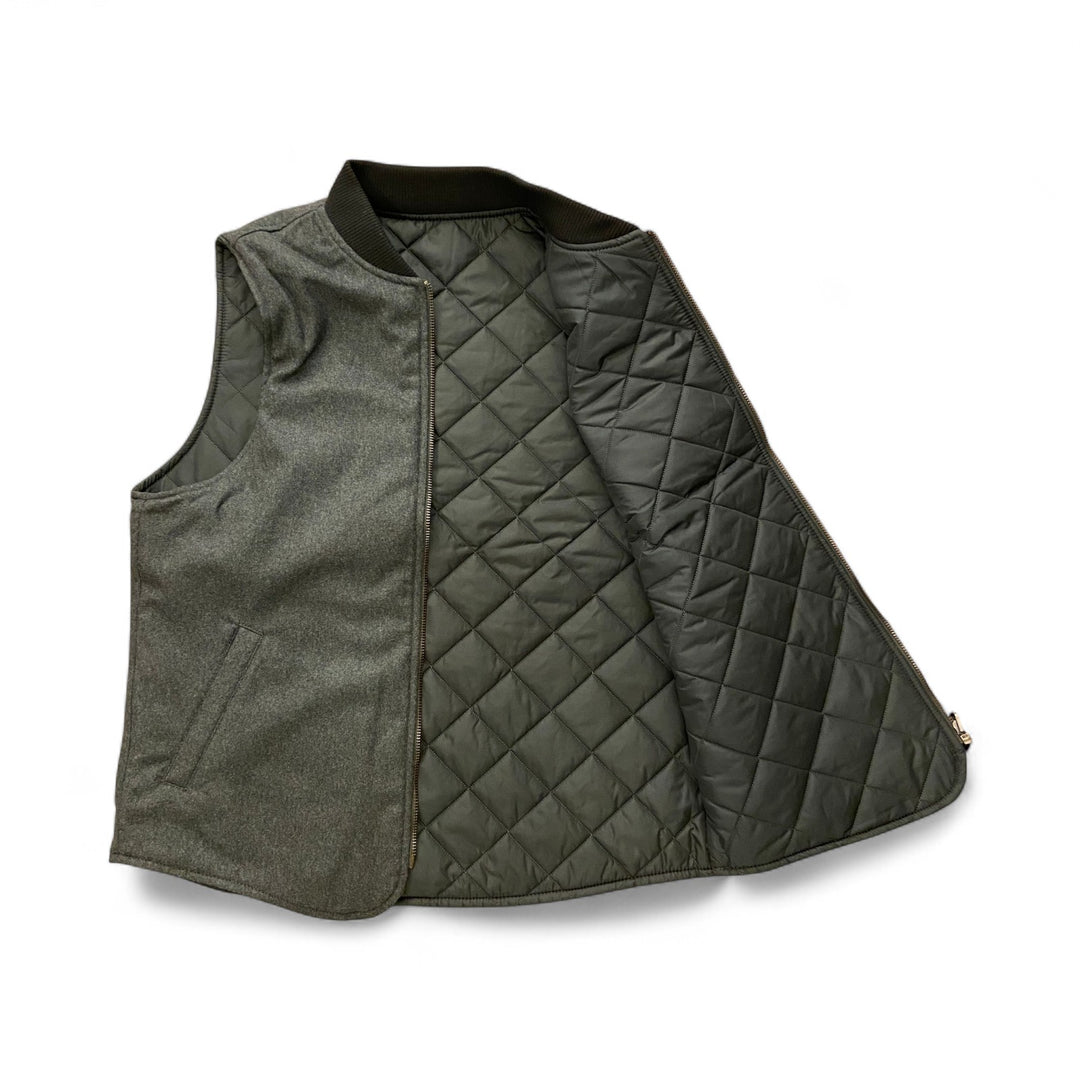 REVERSIBLE WOOL VEST OWL GREEN