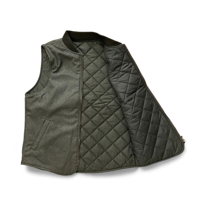 REVERSIBLE WOOL VEST OWL GREEN