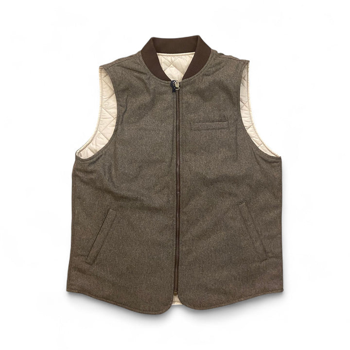 WOOL VEST REVERSIBLE OWL BROWN