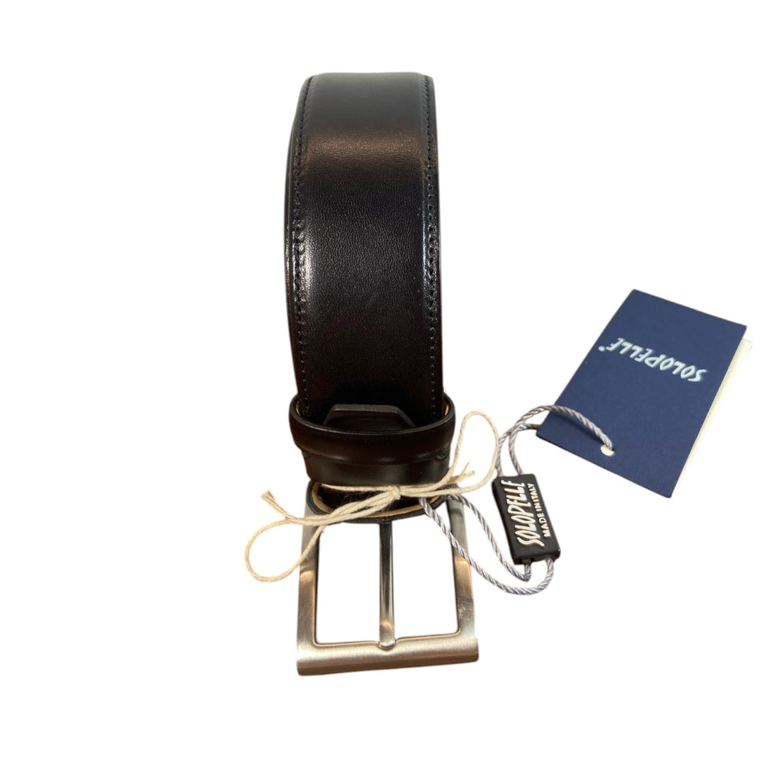 BLACK STITCHED GENUINE LEATHER BELT