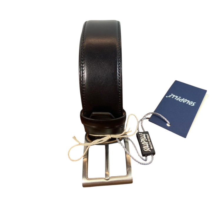 BLACK STITCHED GENUINE LEATHER BELT