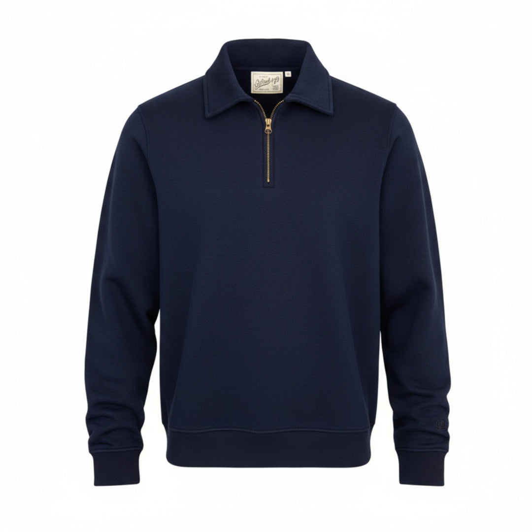 HALF-ZIP MARYLAND WOOL SWEATSHIRT, BLUE