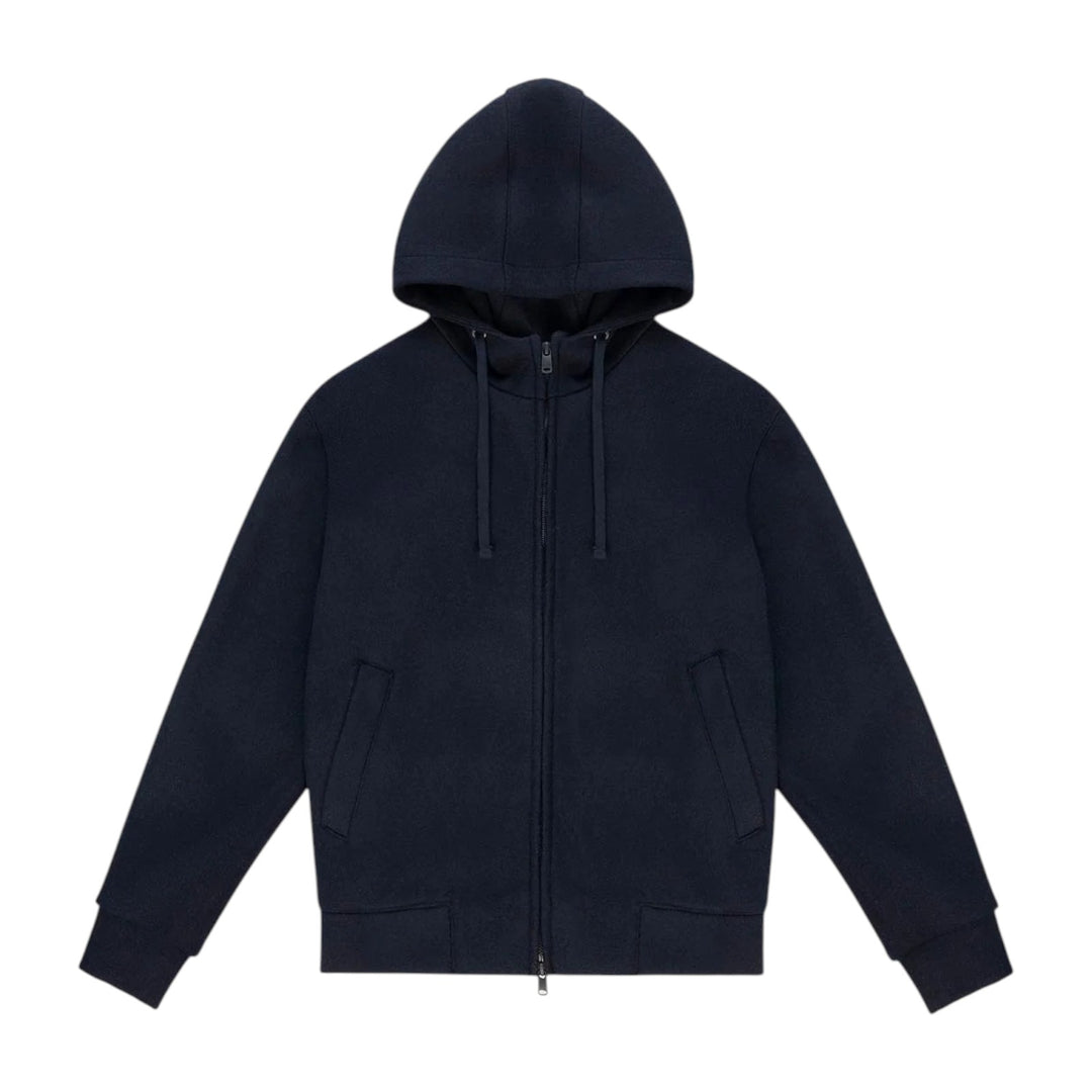 FULL ZIP HOODIE WOOL DARK BLUE