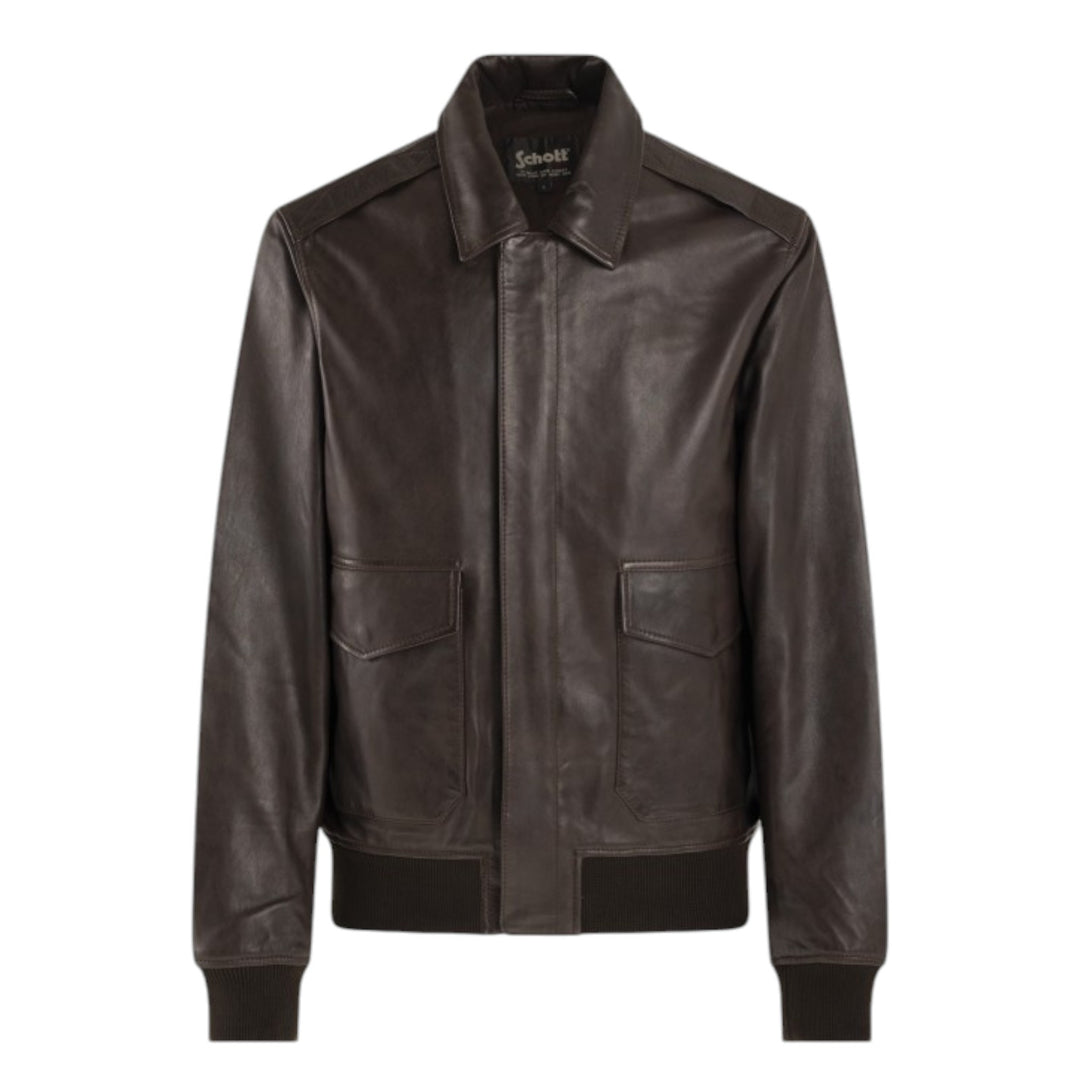 BOMBER LEATHER JACKET BROWN