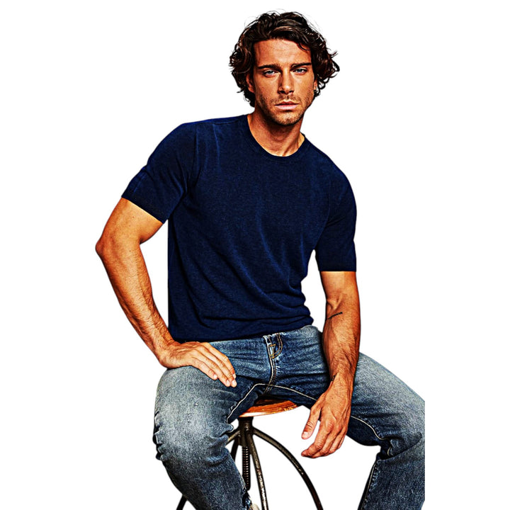 CREW NECK SWEATER M/S SHORT DEEP BLUE