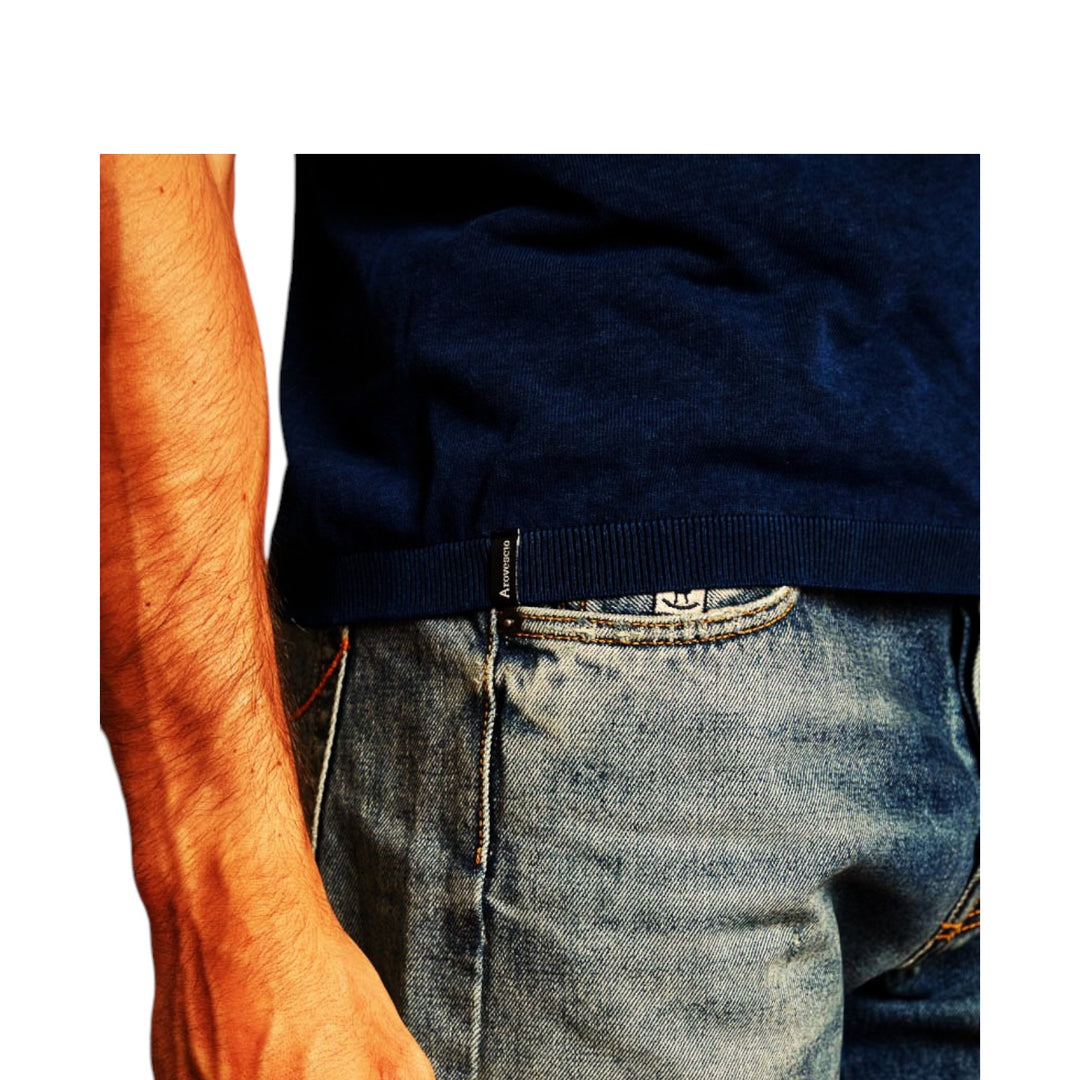 CREW NECK SWEATER M/S SHORT DEEP BLUE