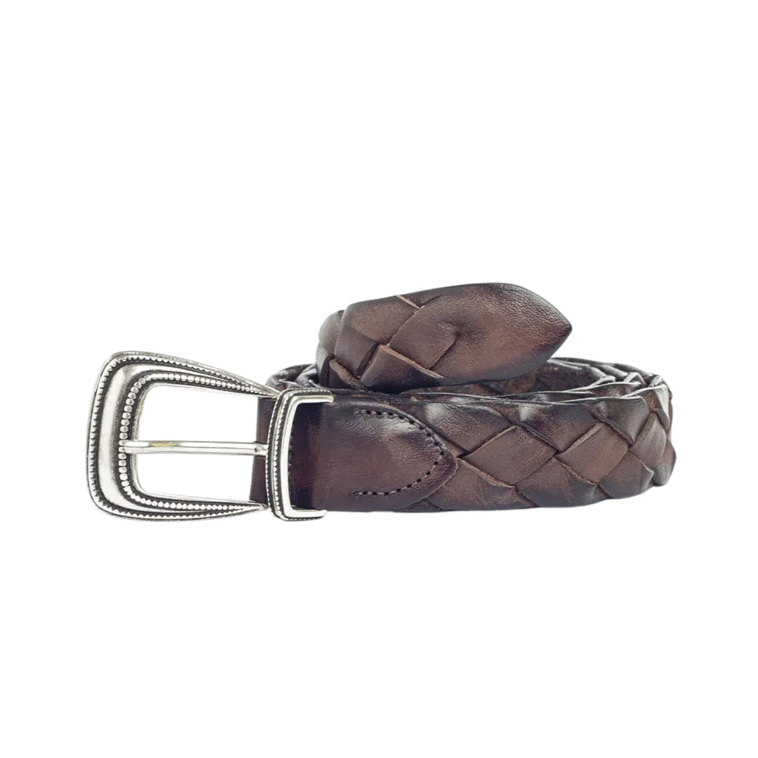 GENUINE BROWN BRAIDED LEATHER BELT