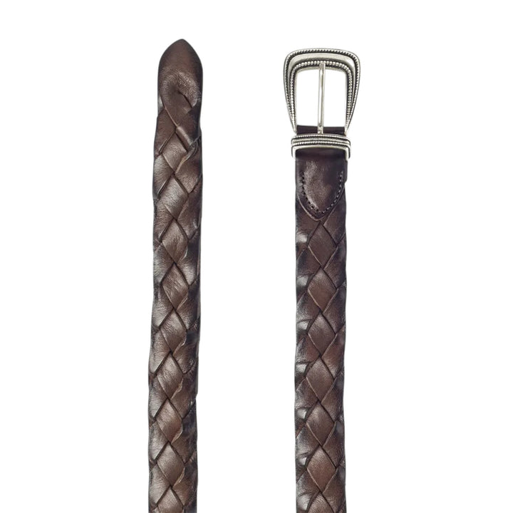 GENUINE BROWN BRAIDED LEATHER BELT