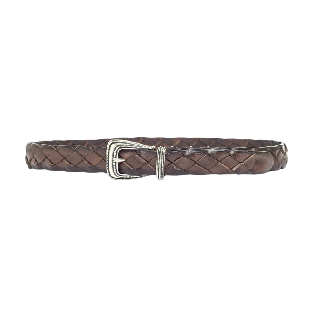 GENUINE BROWN BRAIDED LEATHER BELT