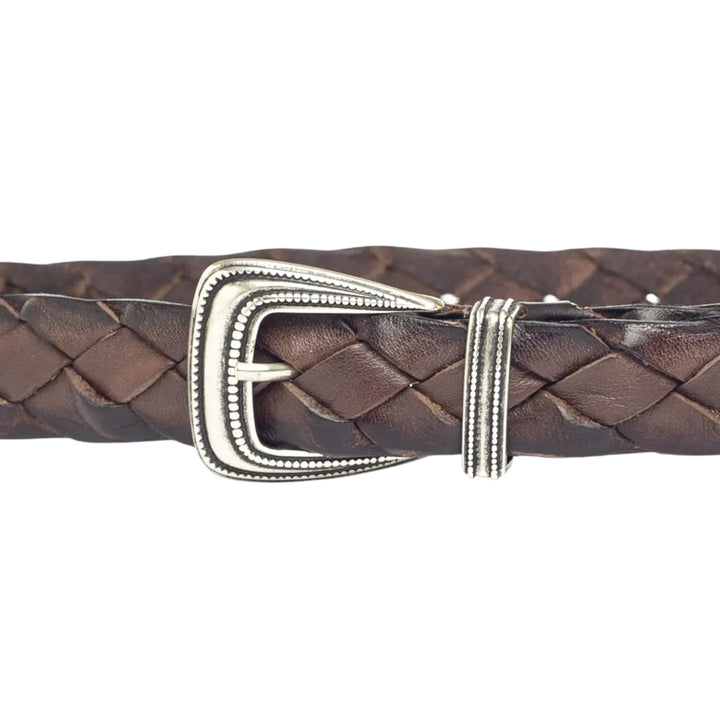 GENUINE BROWN BRAIDED LEATHER BELT