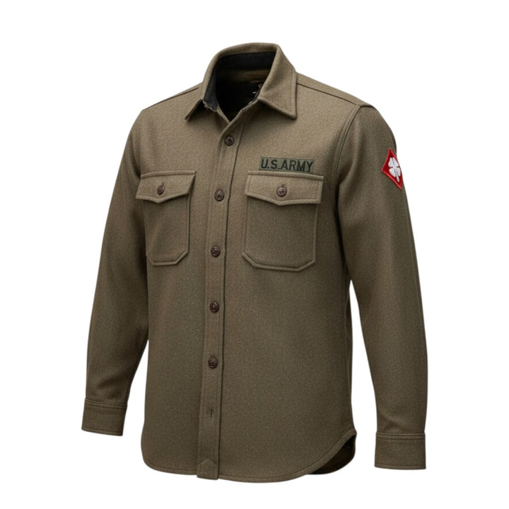 GREEN WOOL MILITARY SHIRT