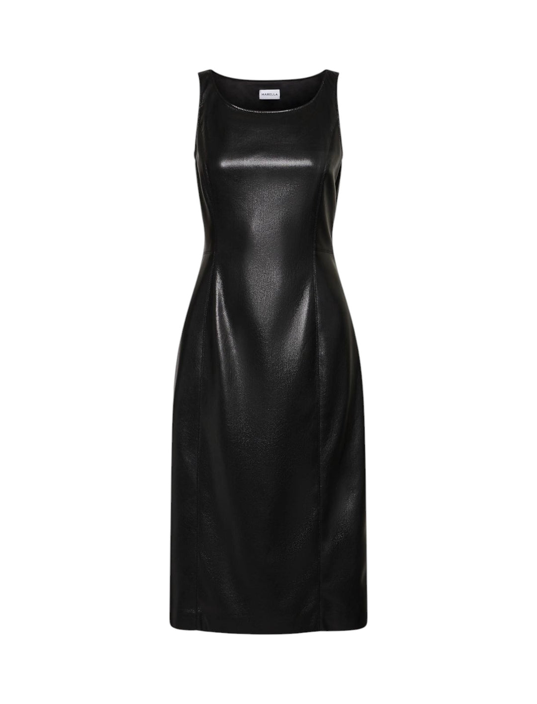 Coated Jersey Sheath Dress - Black