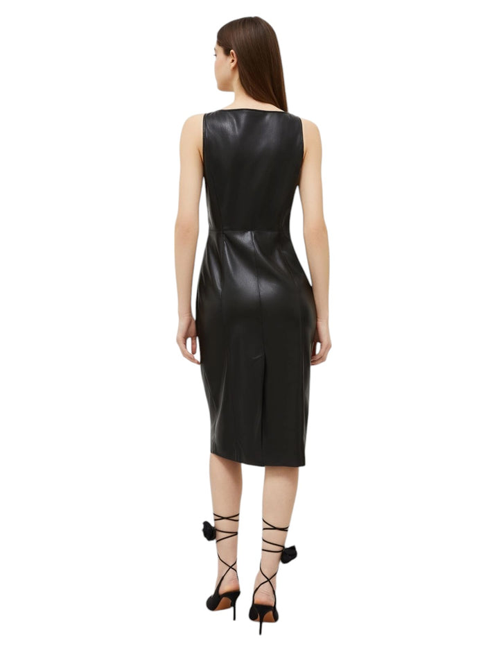 Coated Jersey Sheath Dress - Black