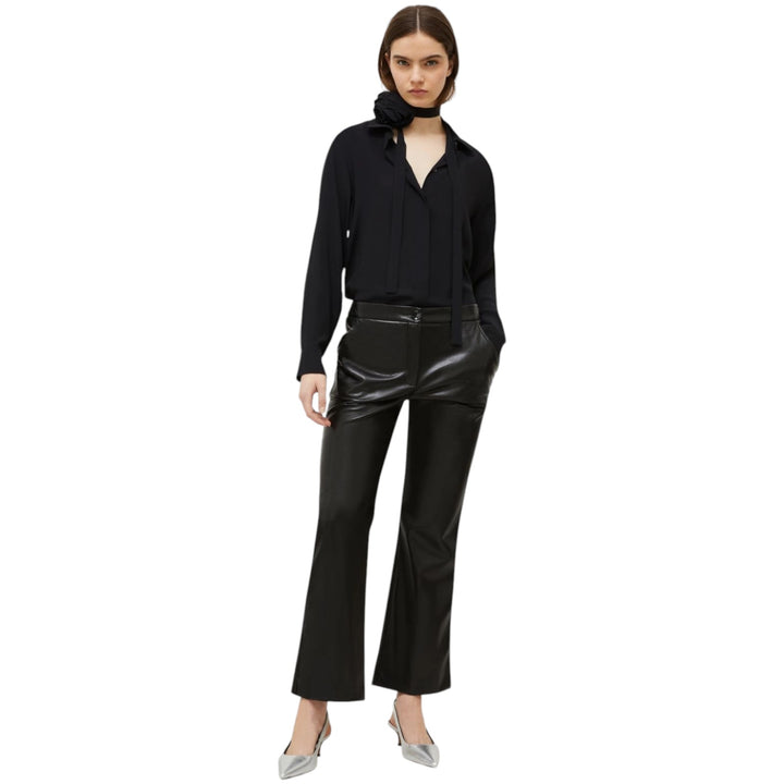 Coated Jersey Flare Pants - Black