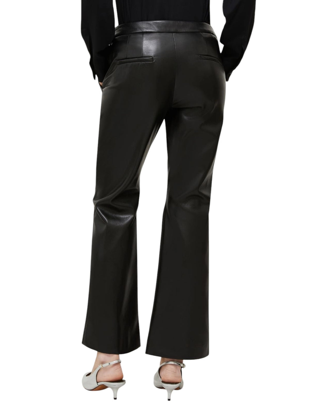 Coated Jersey Flare Pants - Black