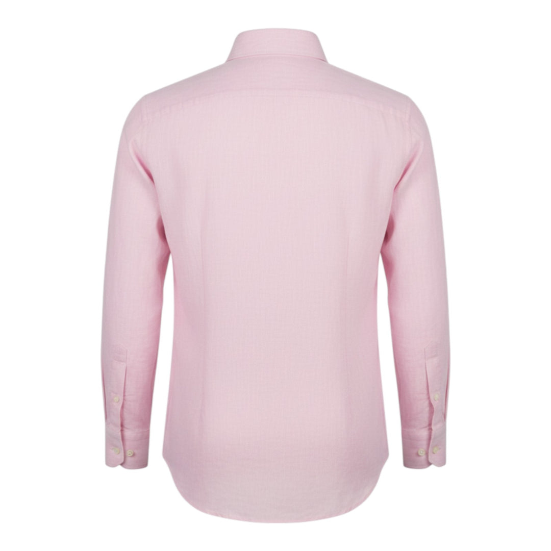 Camicia Manica Lunga Custom Fit 100%Lino Rosa Washed