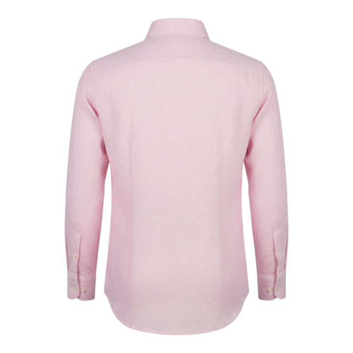 Camicia Manica Lunga Custom Fit 100%Lino Rosa Washed