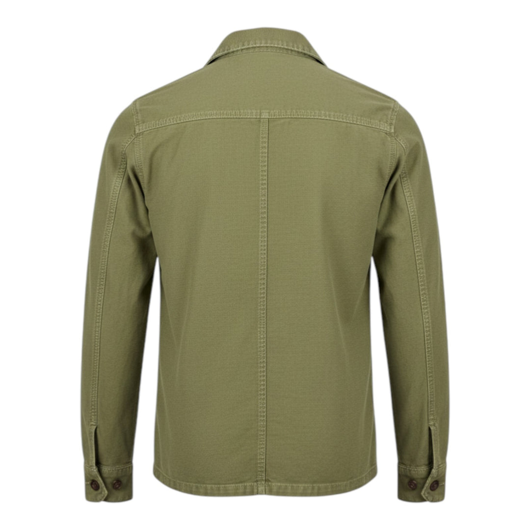 Acadia Long Sleeve Oversized Shirt in Linen Blend Military