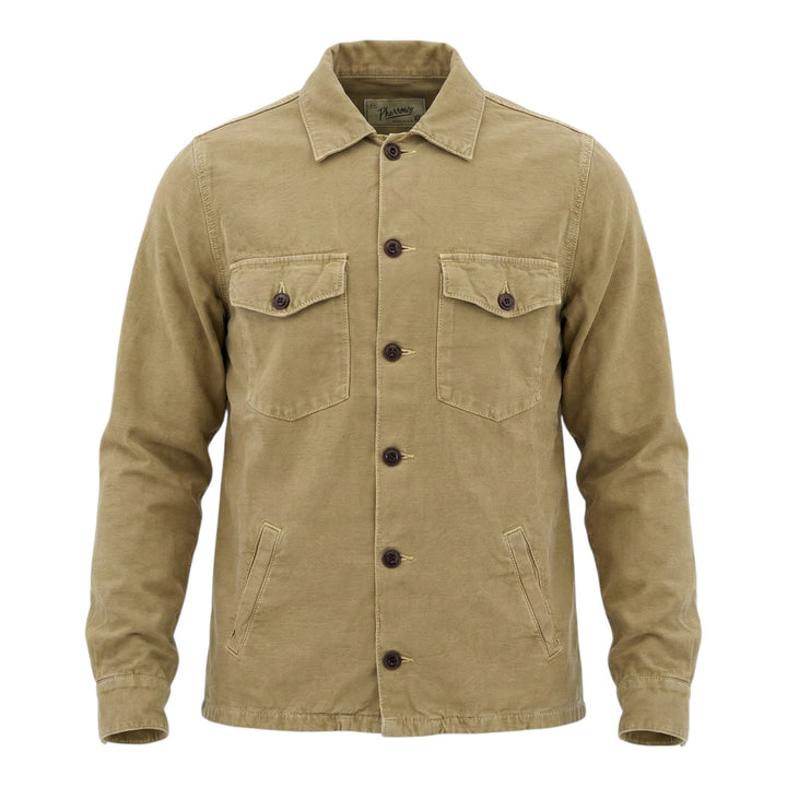 Camicia Over Manica Lunga Acadia Misto Lino Moka