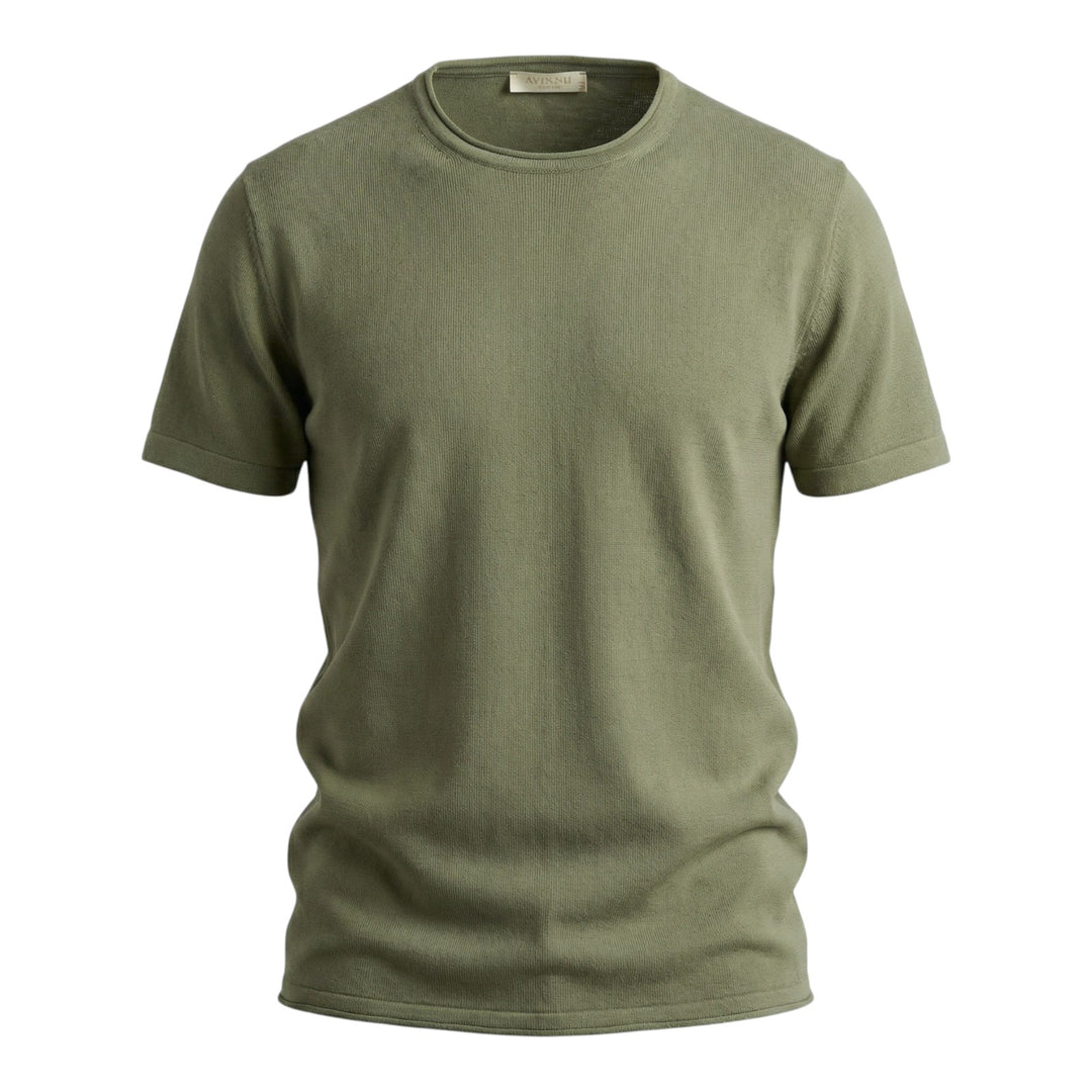 Crew Neck Short Sleeve Combed Cotton Army