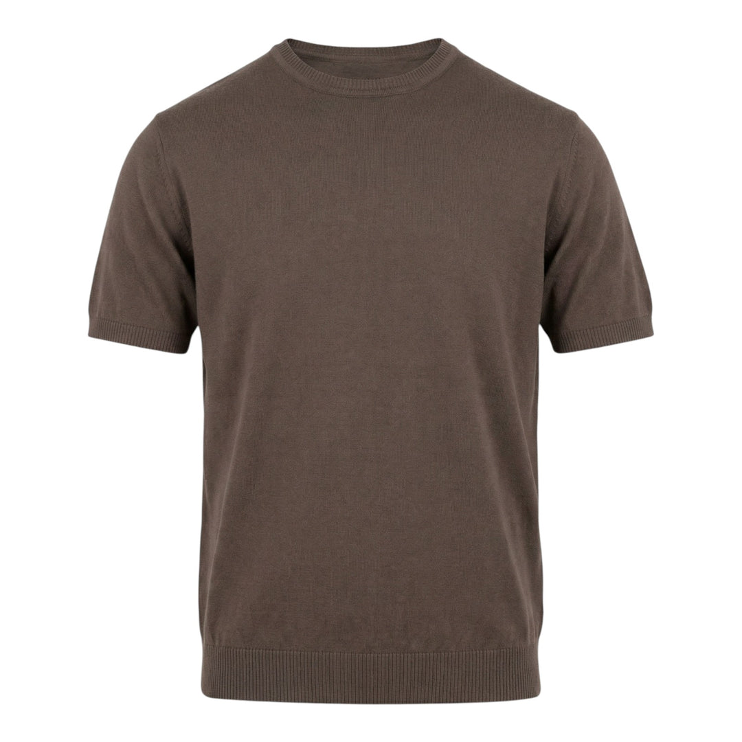 Crew Neck Short Sleeve Combed Cotton Mocha