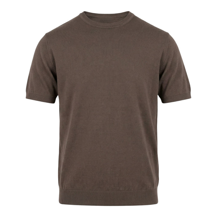 Crew Neck Short Sleeve Combed Cotton Mocha