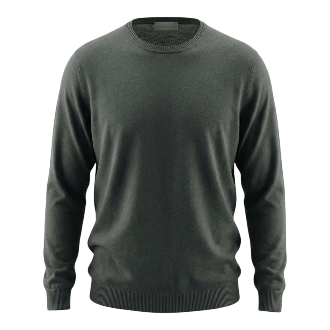 Crew Neck Long Sleeve Combed Cotton Anthracite